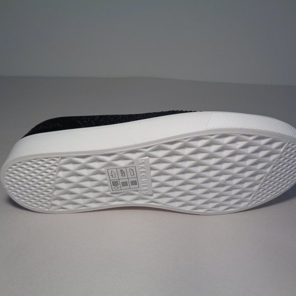 Skechers Size 7 M POPPY Black Woven New Sneakers - Picture 11 of 13